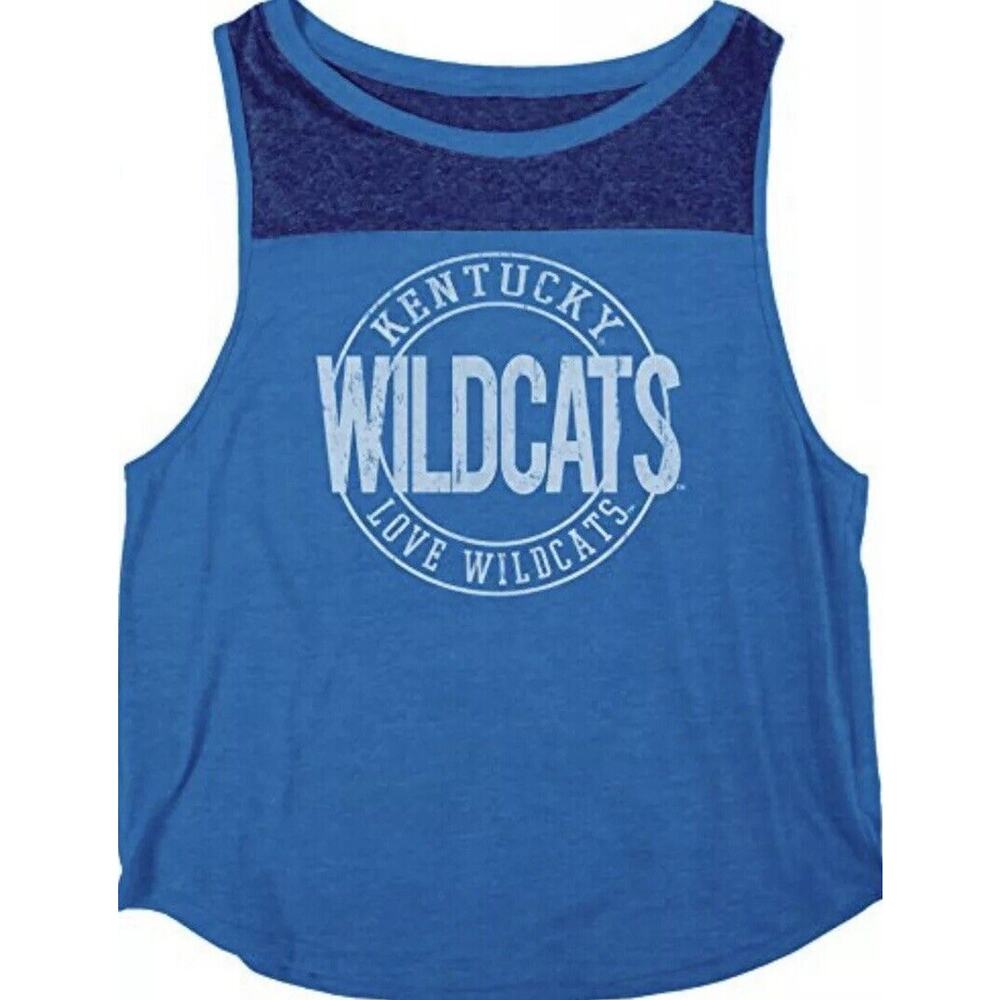 New NCAA Kentucky Wildcats Womans Large Heritage‎ Tri-Blend Yoke Tank Shirt NWT